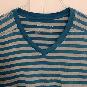 Public Opinion Striped V-Neck T-Shirt